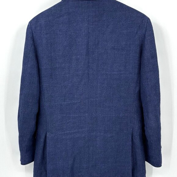 FACONNABLE jacket blazer sport coat wool hemp cupro two button blue US 38R - Picture 7 of 10
